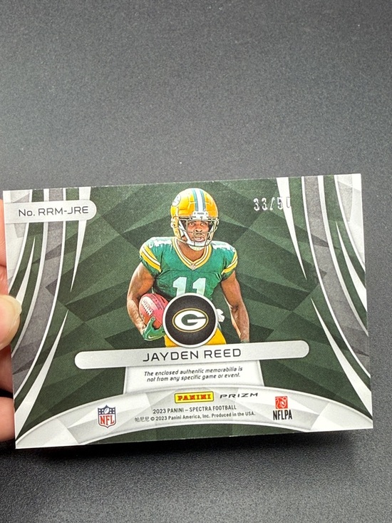Panini Rising Rookie Jayden Reed Blue Green Yellow Trading Card - Picture 3 of 4